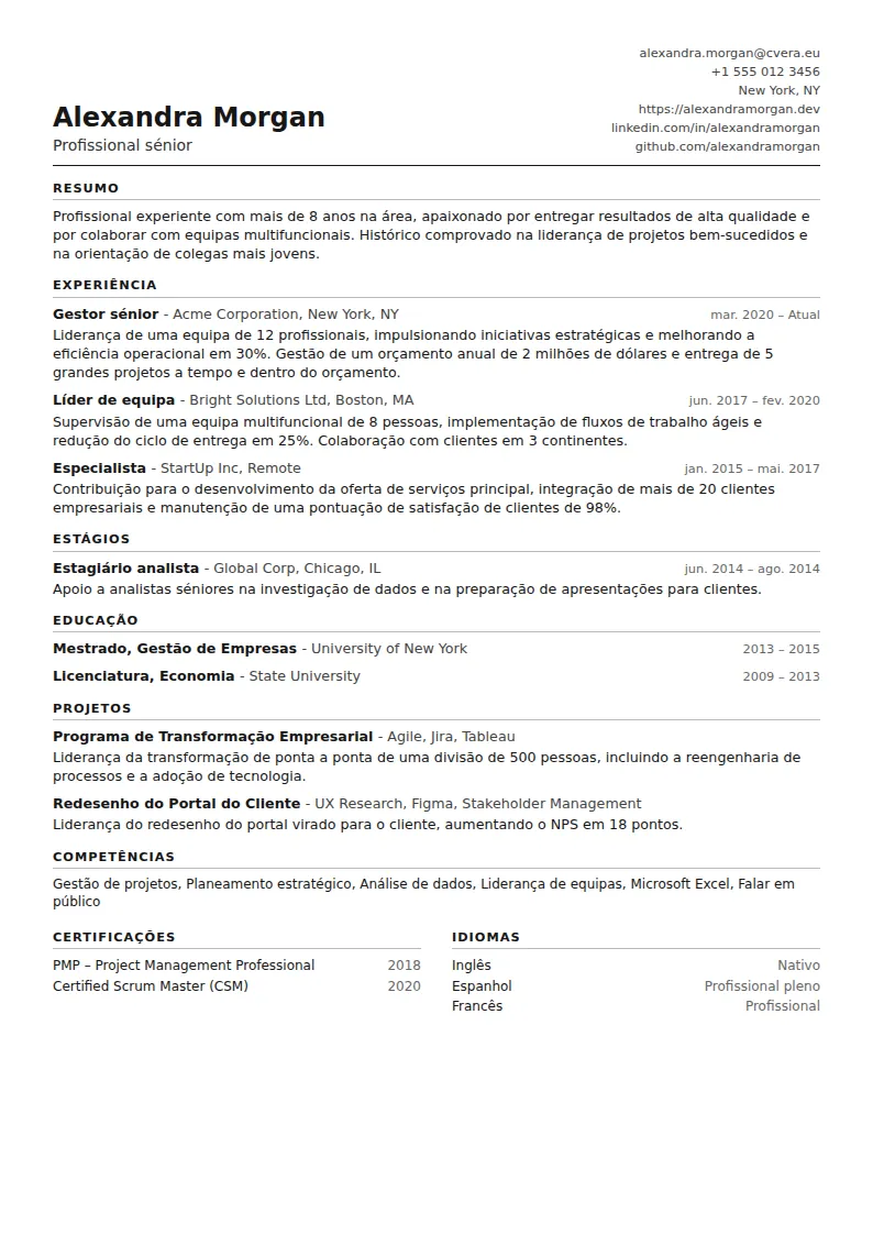 Modelo de CV ATS Compact