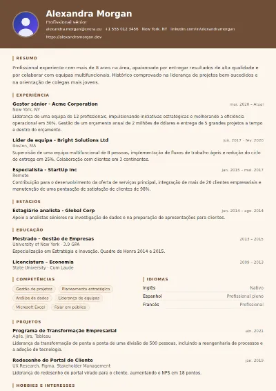 Modelo de CV Barista
