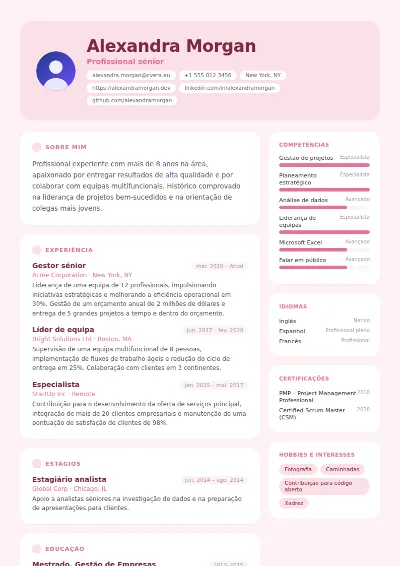 Modelo de CV Bloom