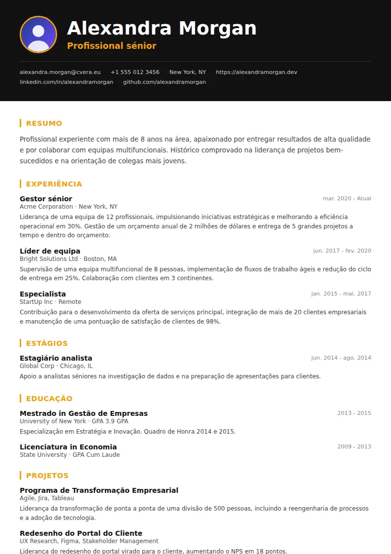 Modelo de CV Bold