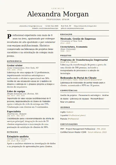 Modelo de CV Broadsheet