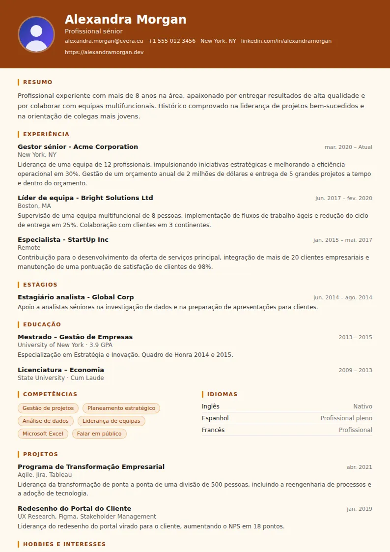 Modelo de CV Carpenter