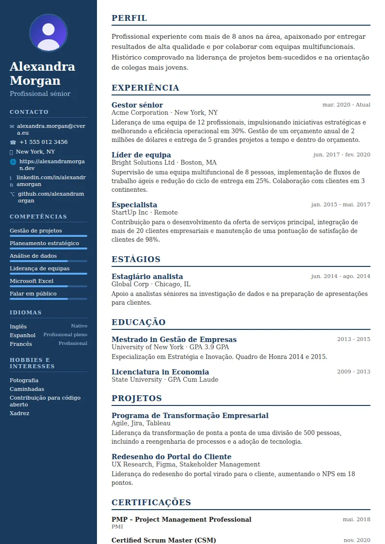 Modelo de CV Classic