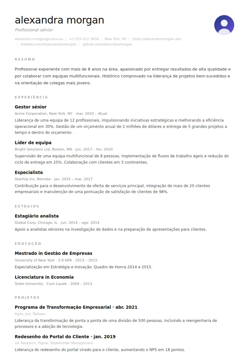 Modelo de CV Clean