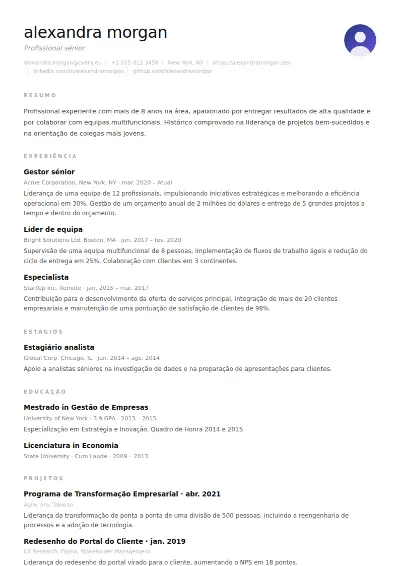 Modelo de CV Clean