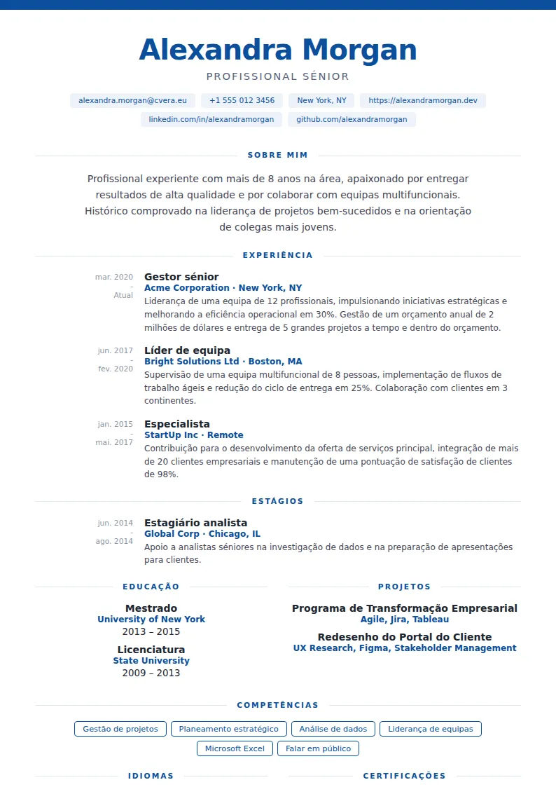 Modelo de CV Cobalt