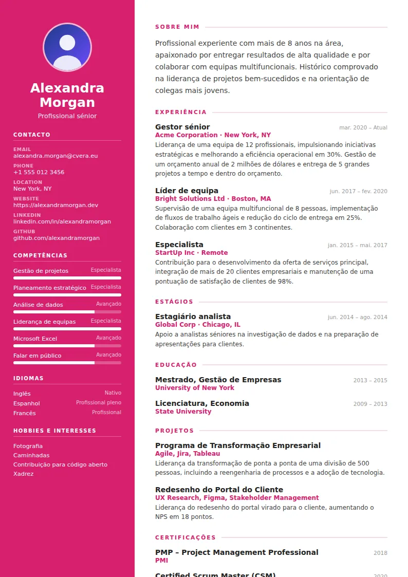 Modelo de CV Colorfield