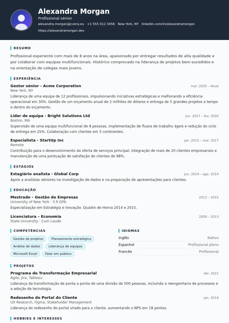 Modelo de CV Consultant