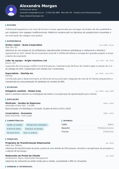 Modelo de CV Consultant
