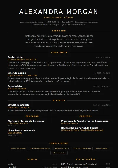 Modelo de CV Eclipse