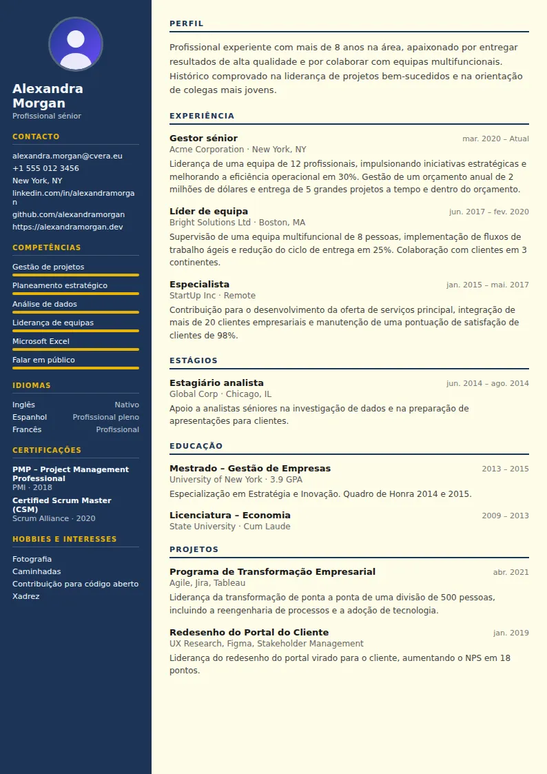 Modelo de CV Electrician