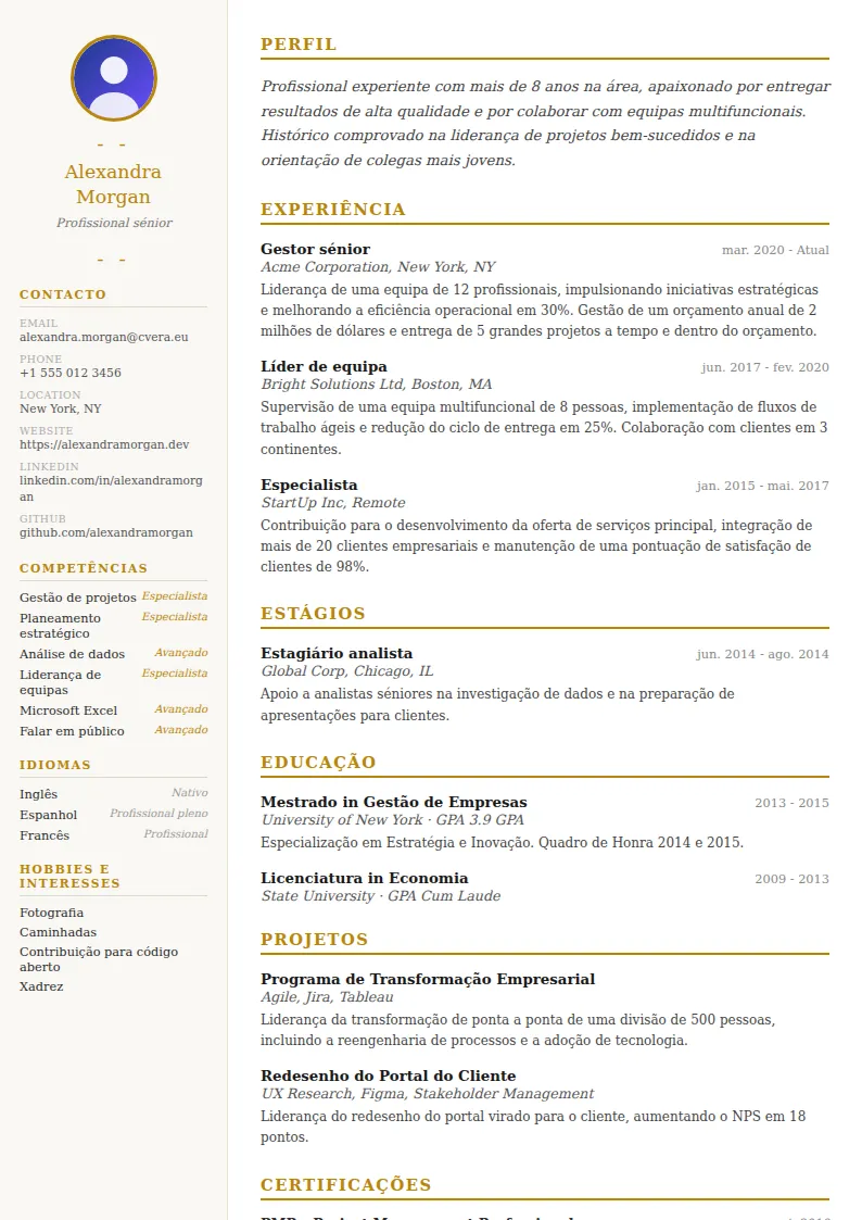 Modelo de CV Elegant