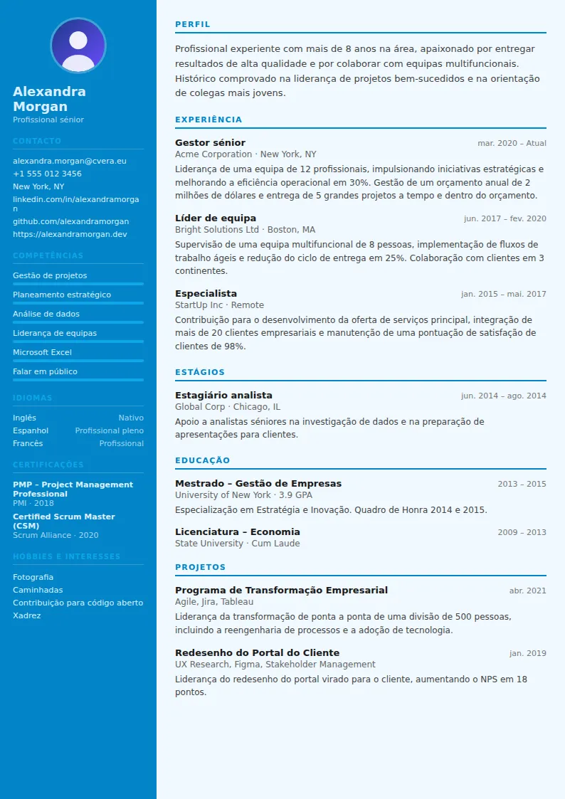 Modelo de CV Flight Attendant