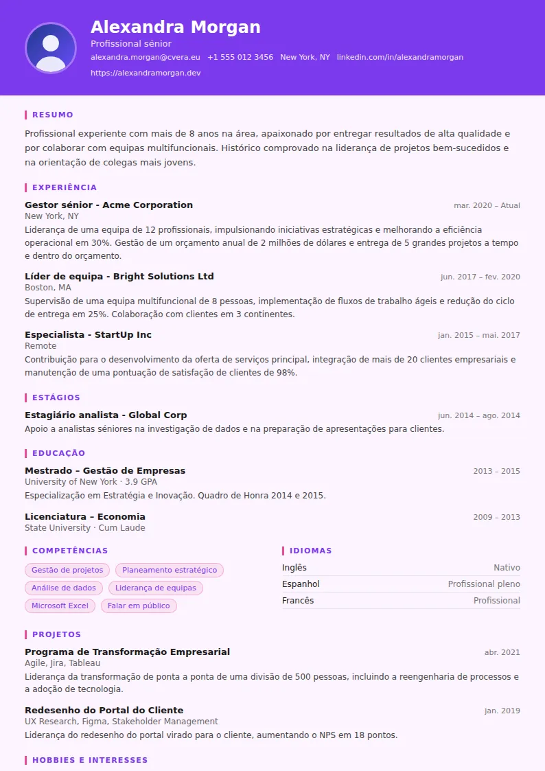 Modelo de CV Graphic Designer