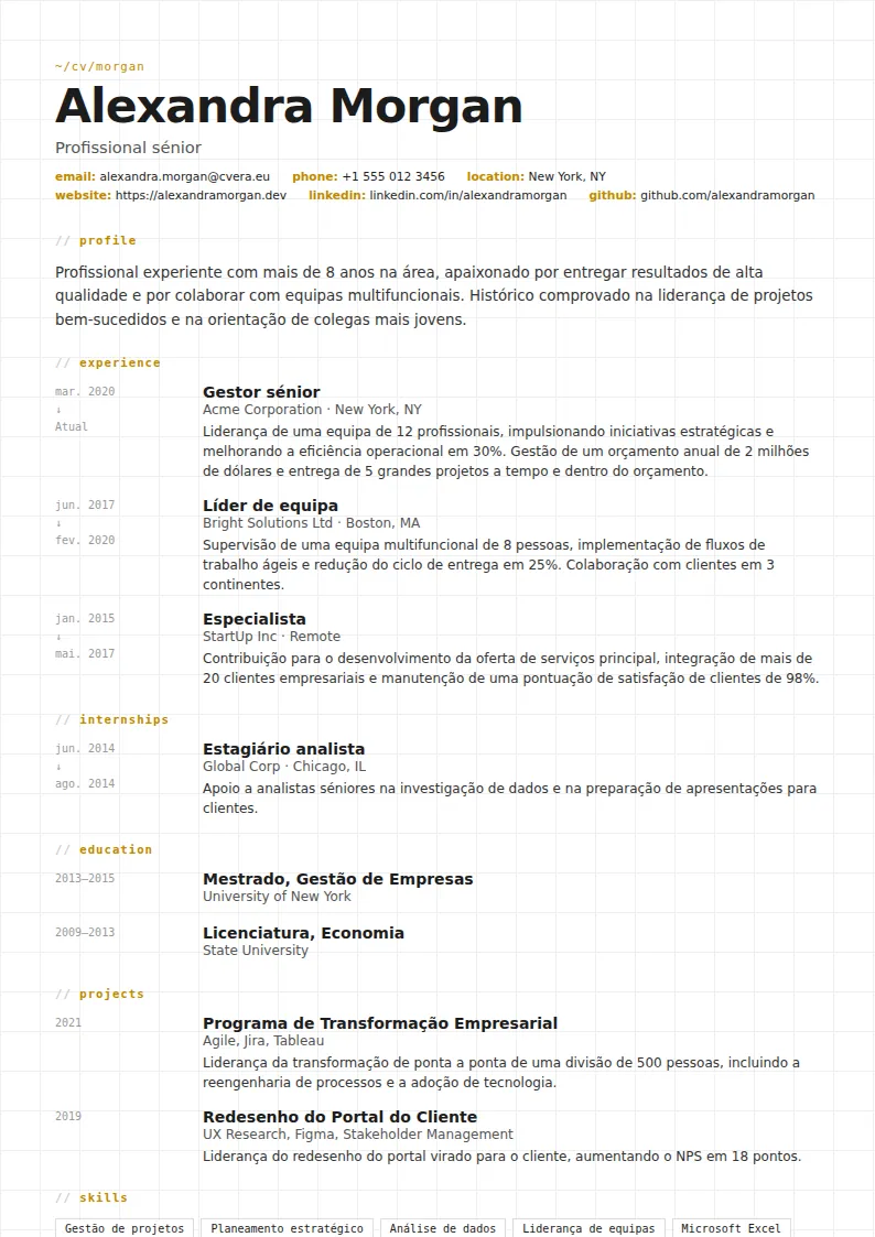 Modelo de CV Gridline