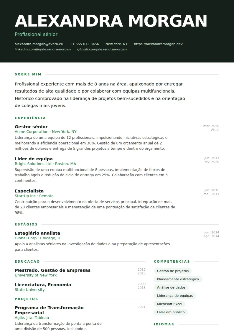 Modelo de CV Headline