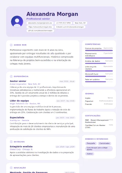 Modelo de CV Lilac