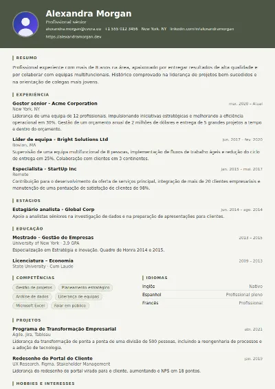 Modelo de CV Military