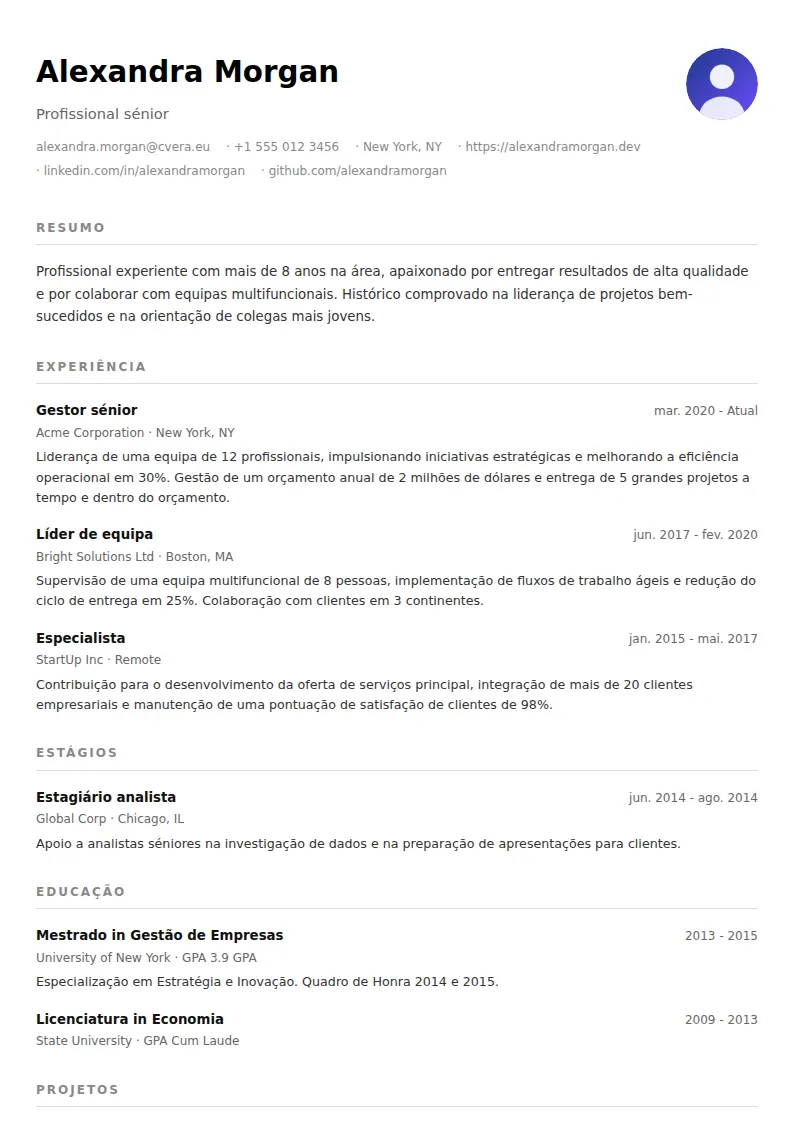 Modelo de CV Minimalist