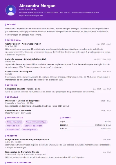 Modelo de CV Musician