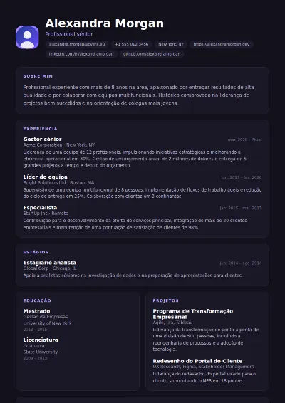 Modelo de CV Nightshift