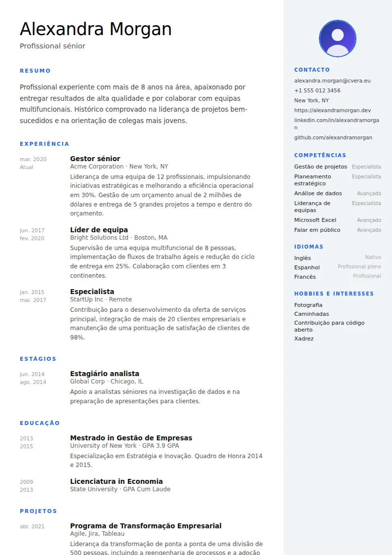 Modelo de CV Nordic