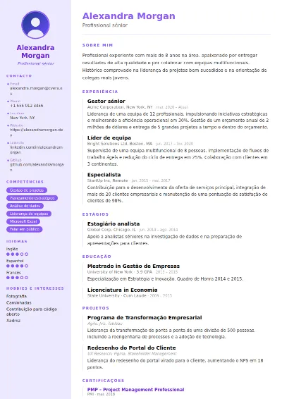 Modelo de CV Pastel
