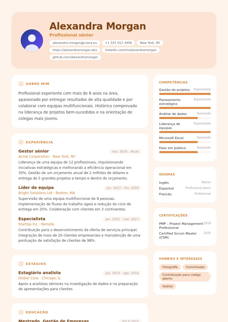 Modelo de CV Peach