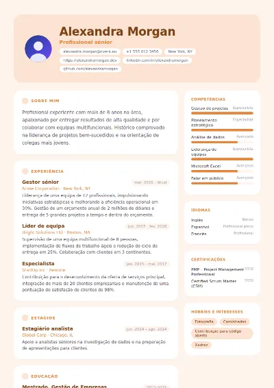 Modelo de CV Peach