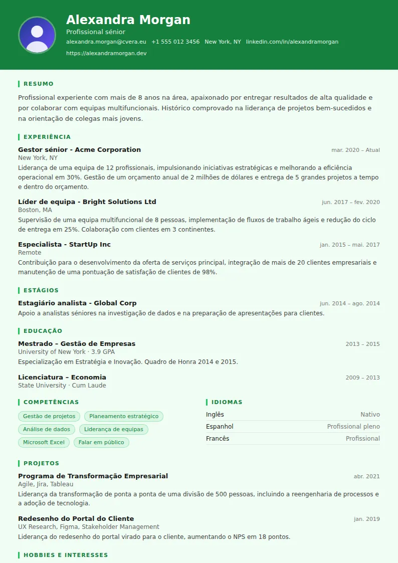 Modelo de CV Pharmacist