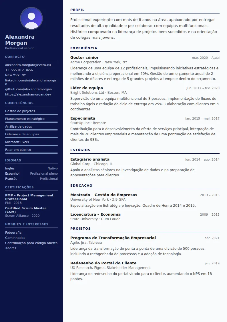 Modelo de CV Pilot