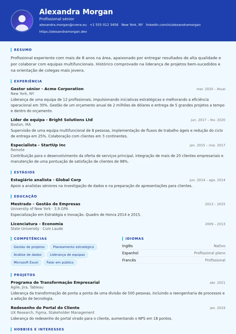 Modelo de CV Plumber