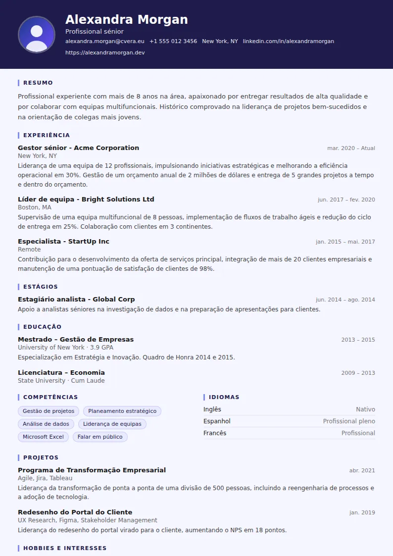 Modelo de CV Professor