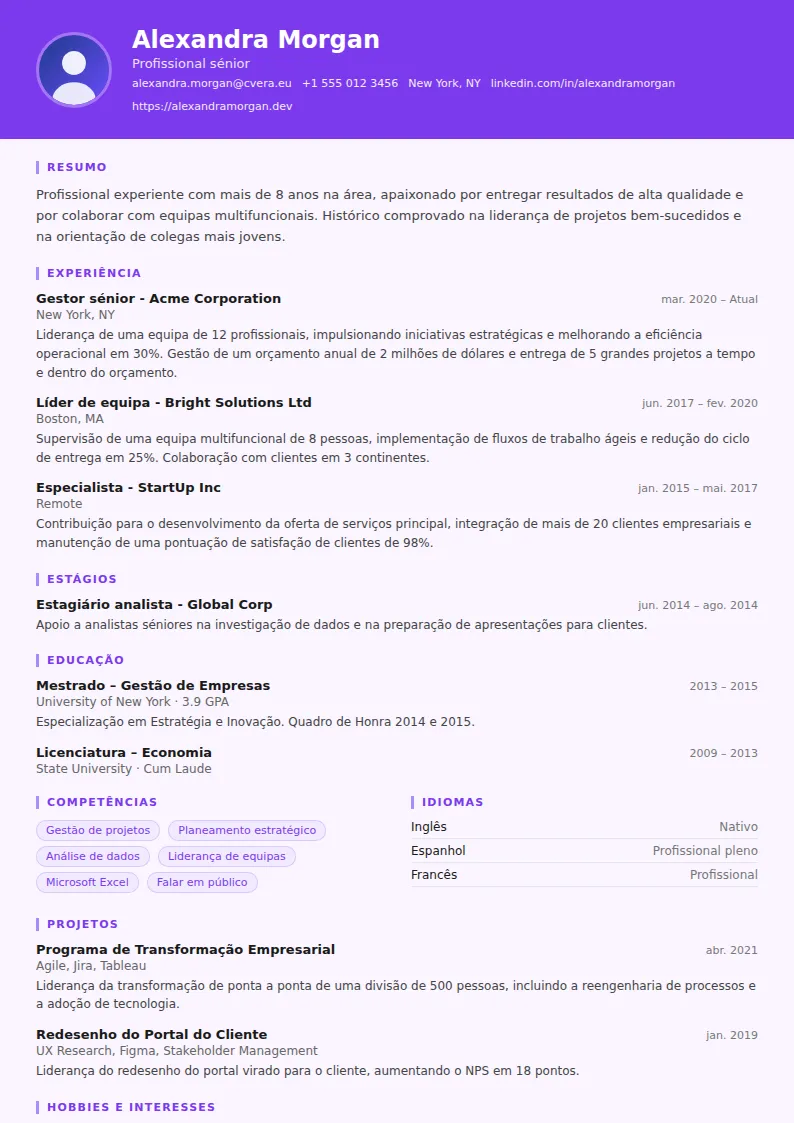 Modelo de CV Psychologist