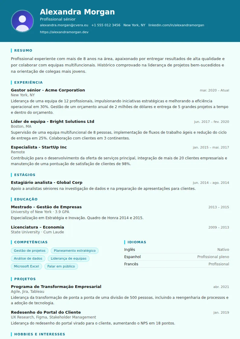 Modelo de CV Scientist