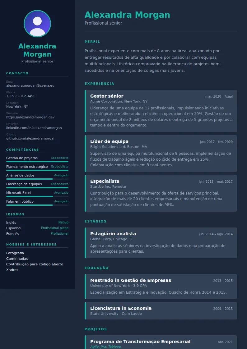 Modelo de CV Slate