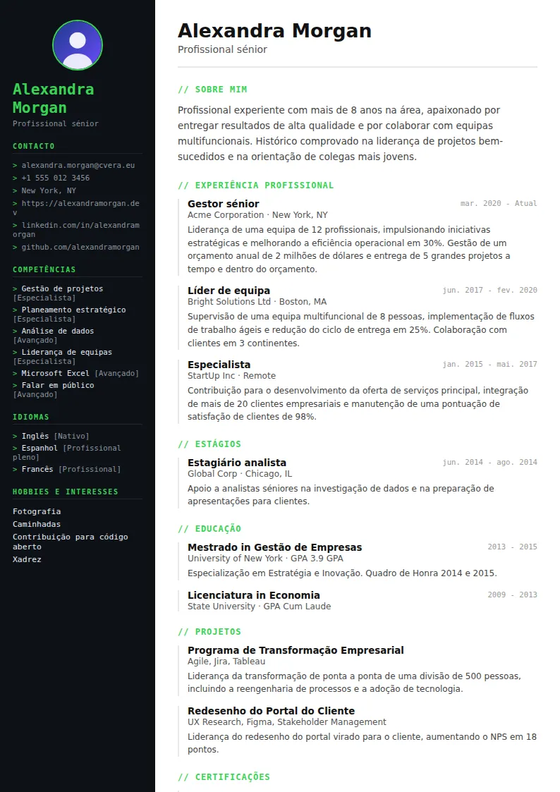 Modelo de CV Tech