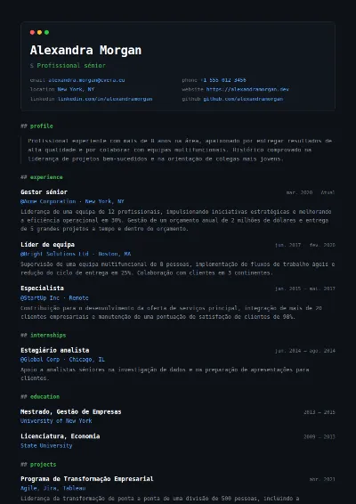 Modelo de CV Terminal