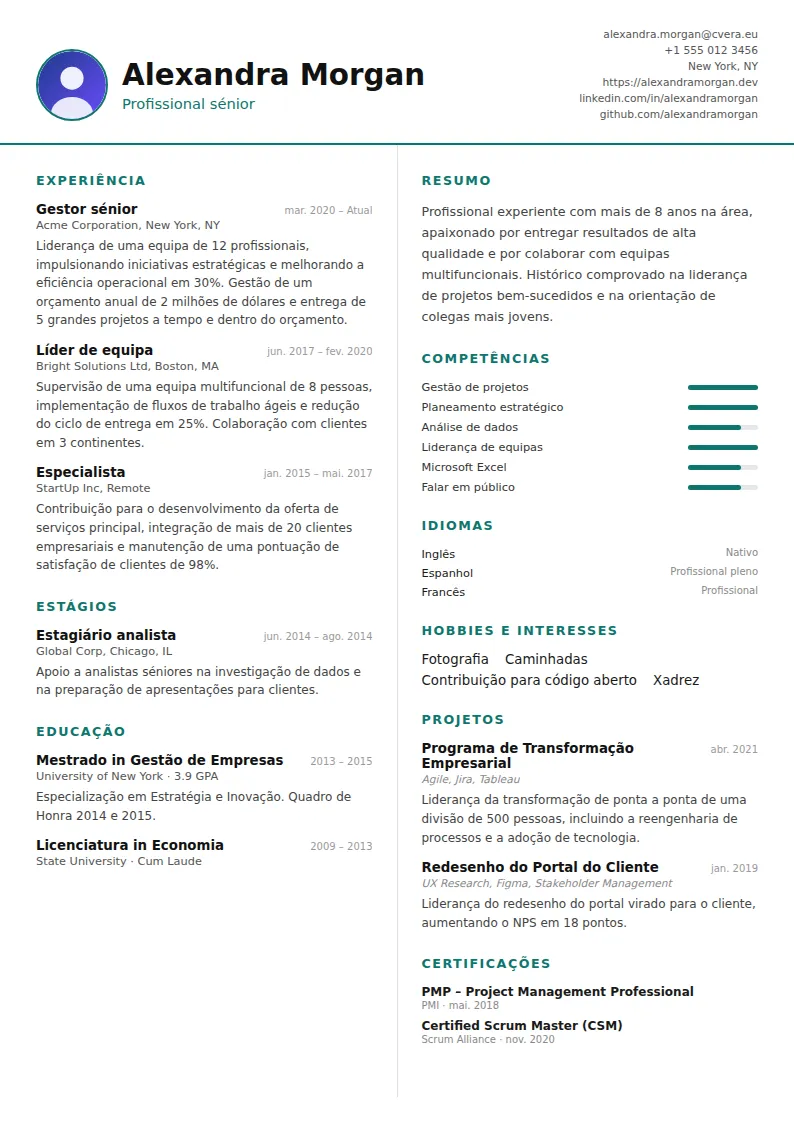Modelo de CV Two Column