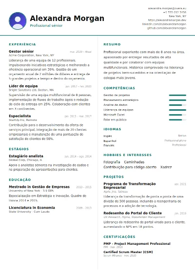Modelo de CV Two Column