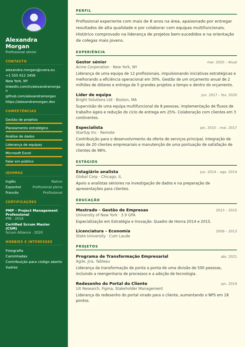 Modelo de CV Veterinarian
