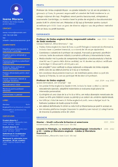 Model CV profesor