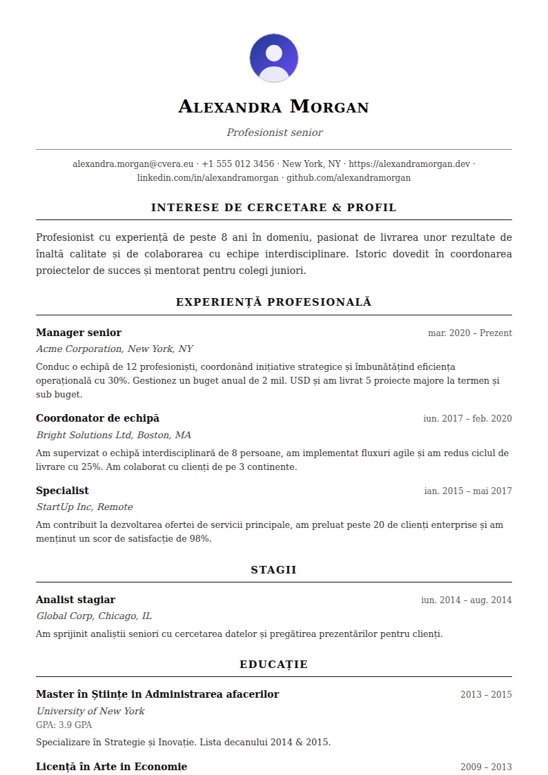 Model de CV Academic