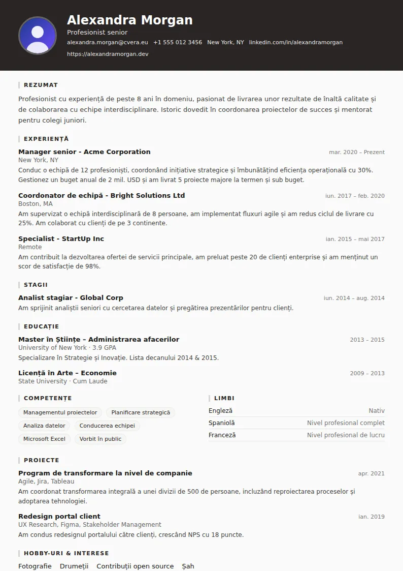 Model de CV Architect
