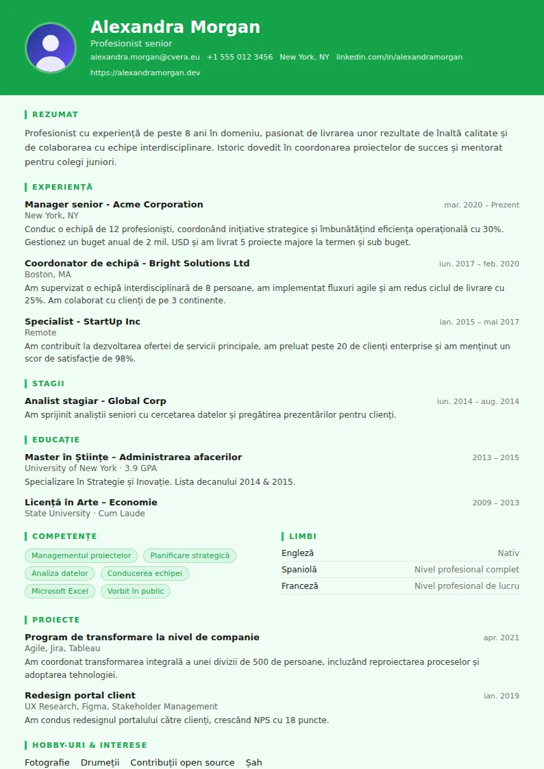 Model de CV Athlete