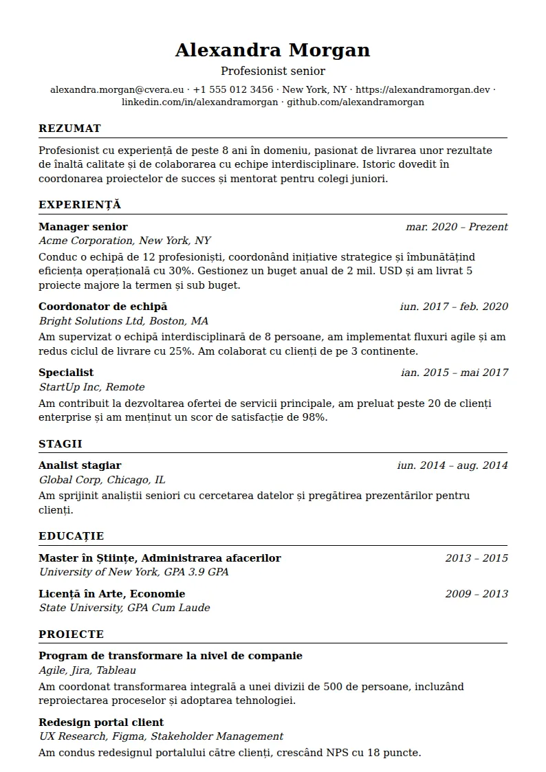 Model de CV ATS Classic