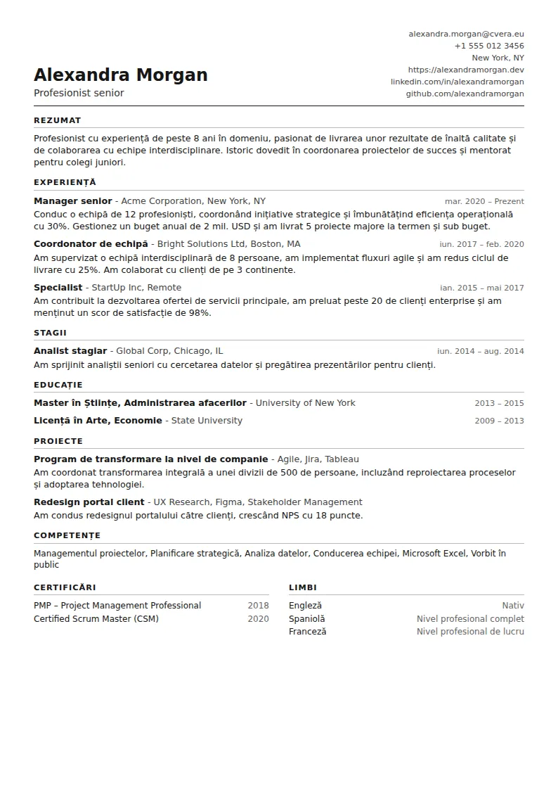 Model de CV ATS Compact
