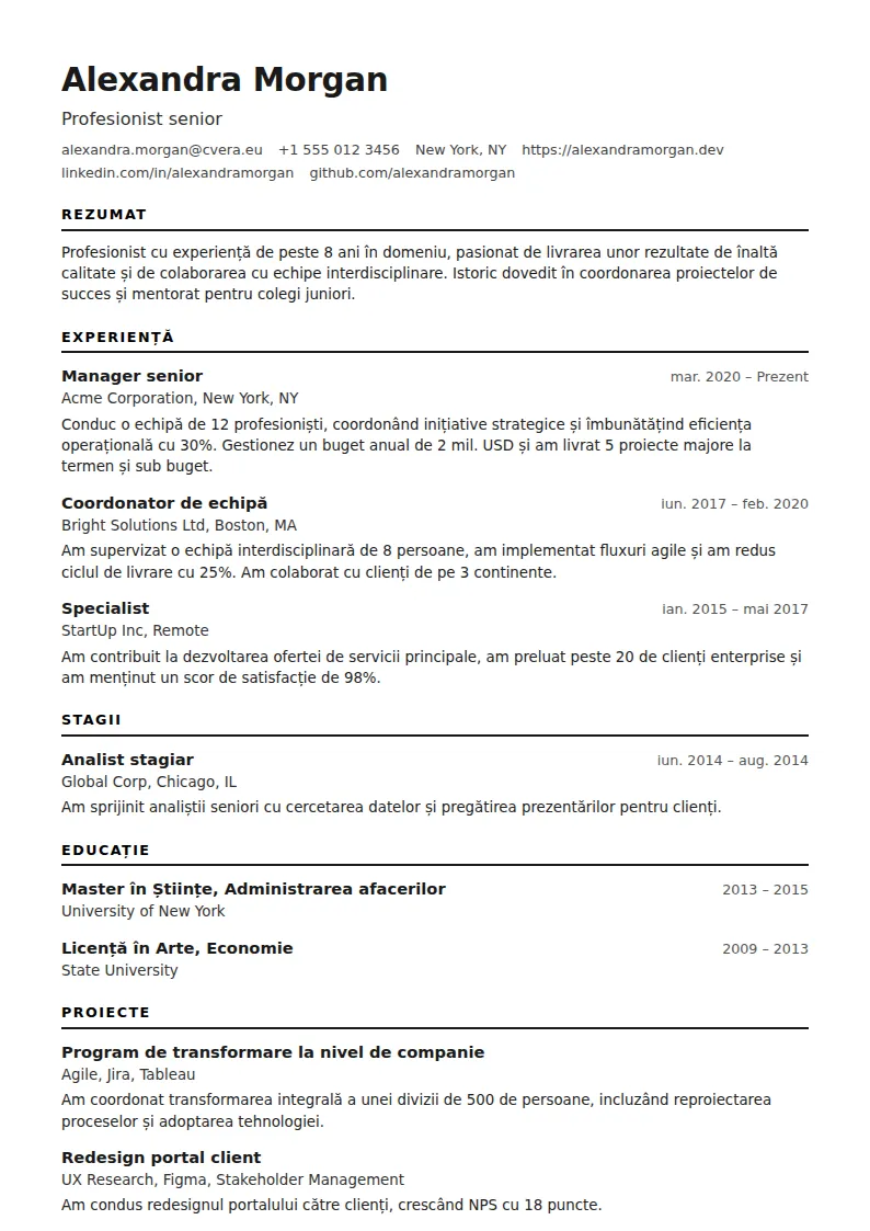 Model de CV ATS Modern
