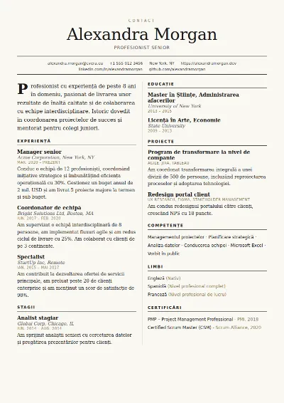 Model de CV Broadsheet