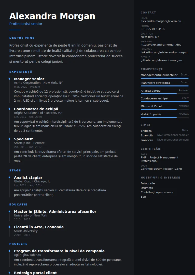Model de CV Carbon